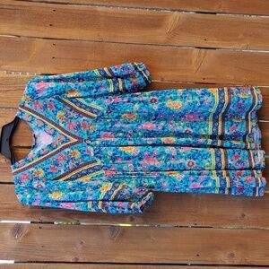 BTFBM Floral Print Butterfly Sleeve Ruffle Hem Maxi Dress Boho Chic Dress Blue